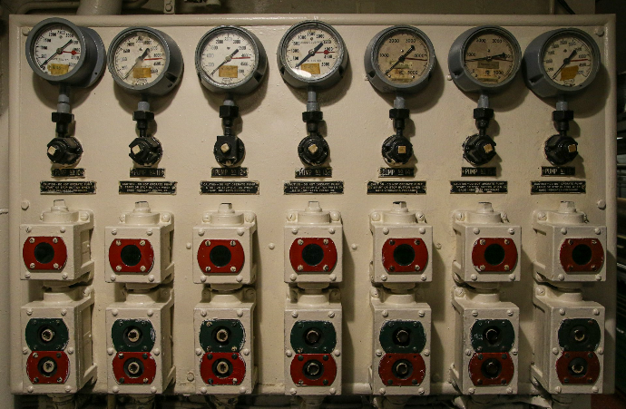 white and red electric meter